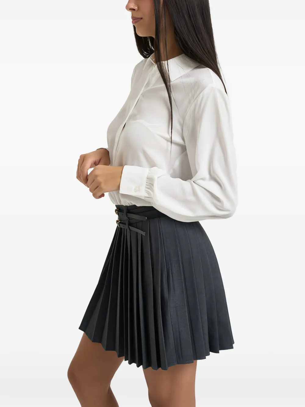 LIU JO belted pleated mini dress Grijs