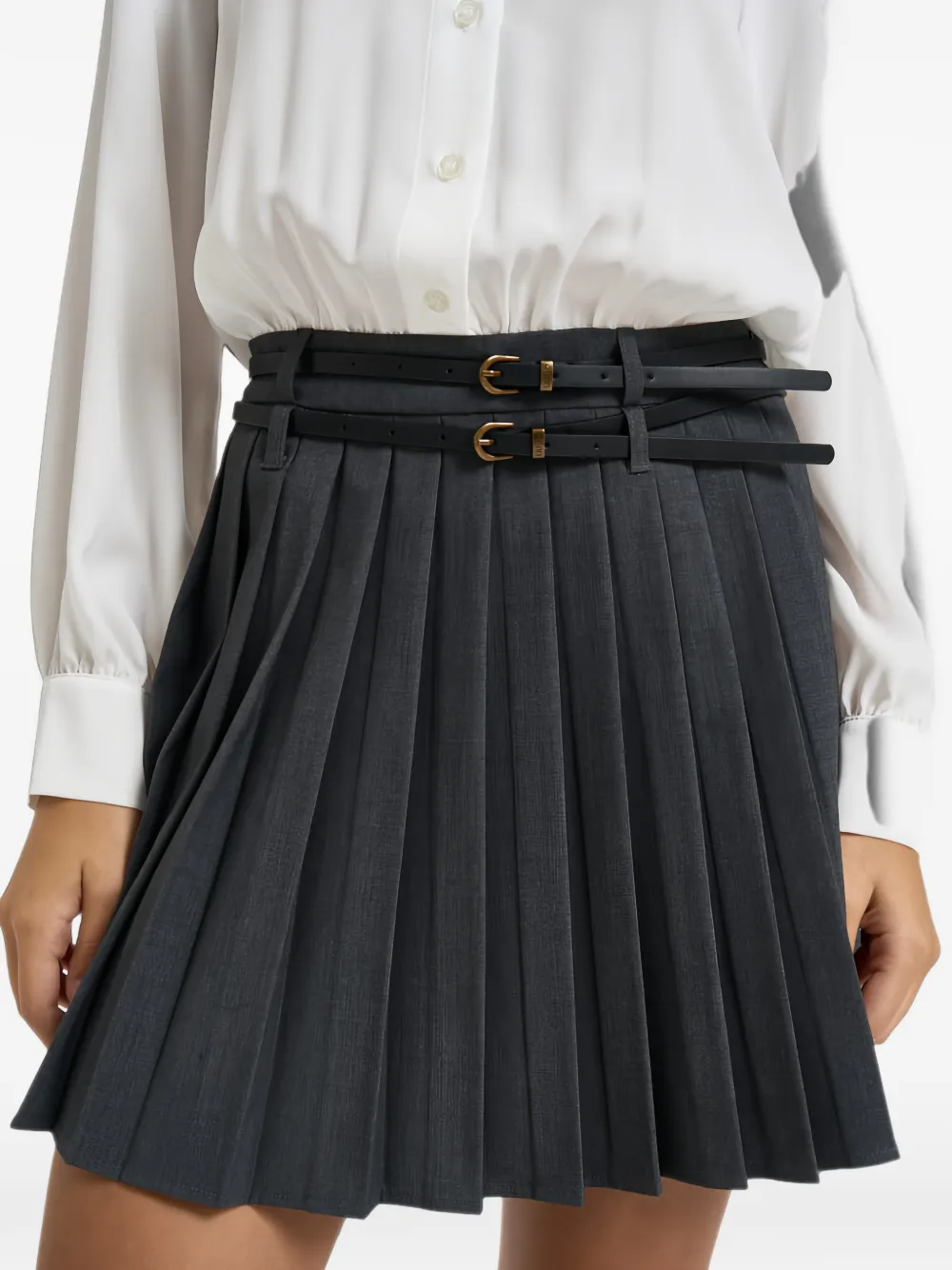 LIU JO belted pleated mini dress Grijs