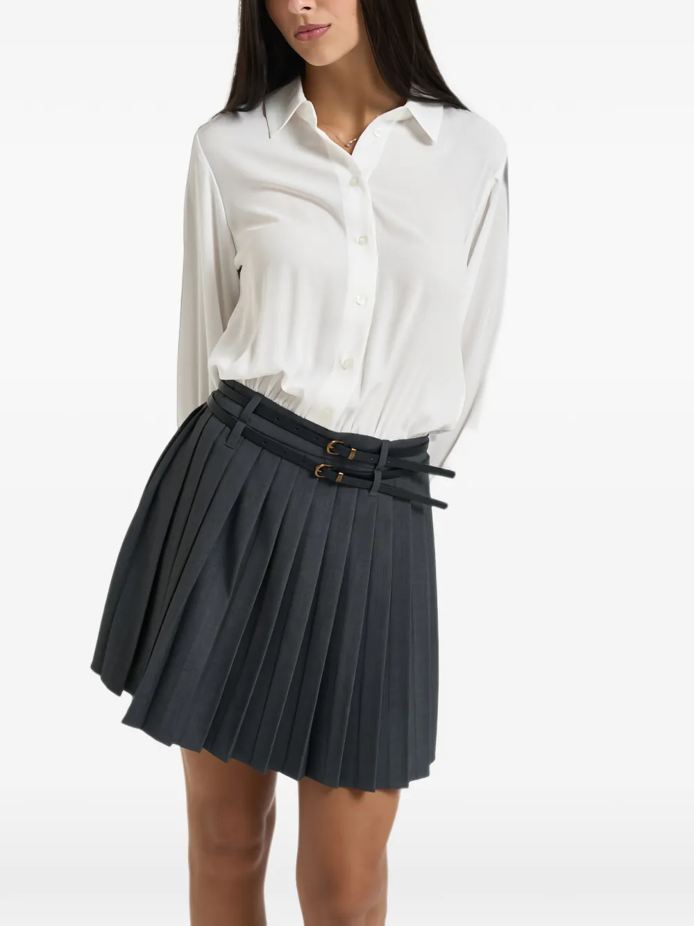 LIU JO belted pleated mini dress Grijs
