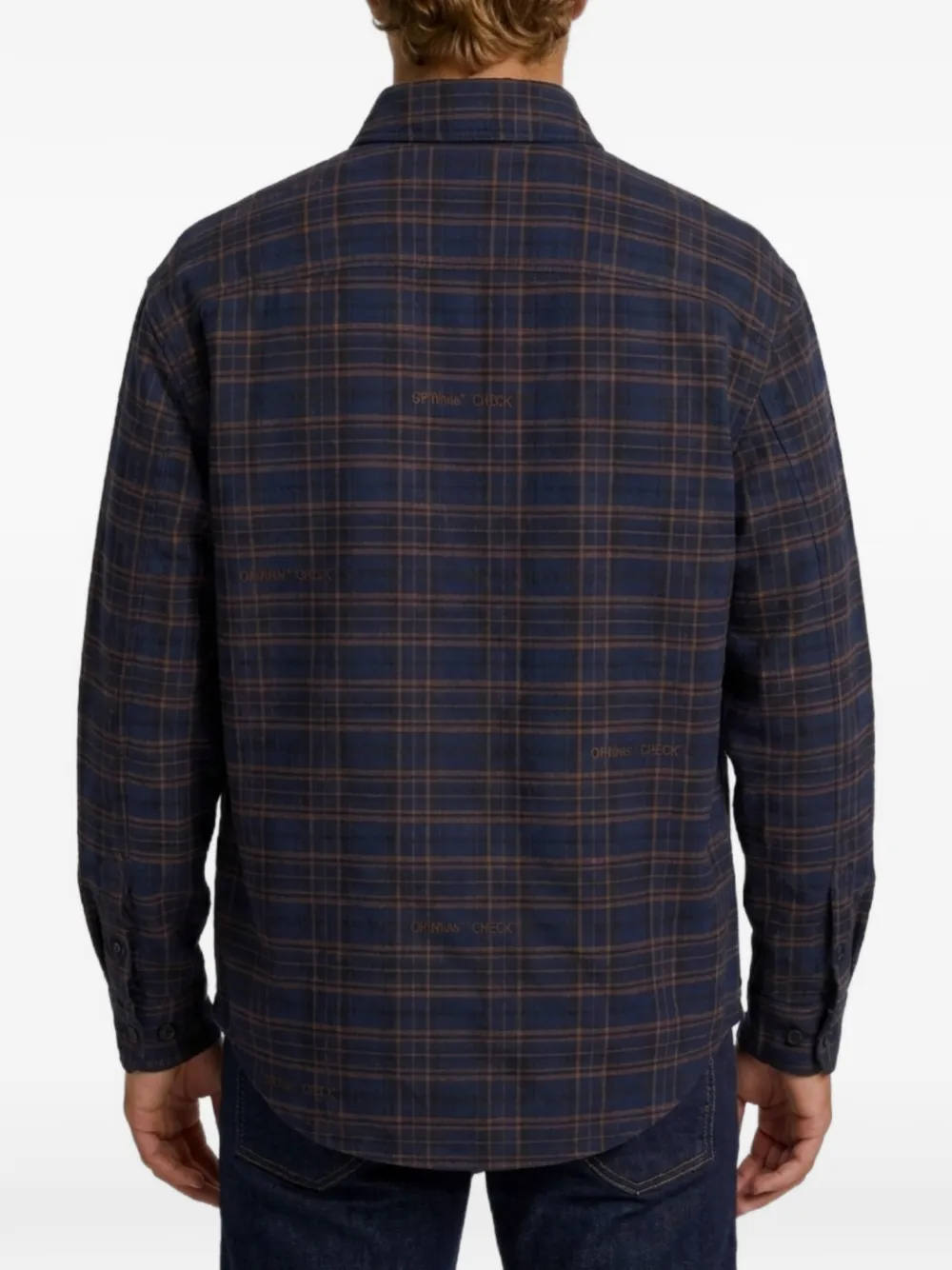 Off-White Geruit gewatteerd shirtjack Blauw