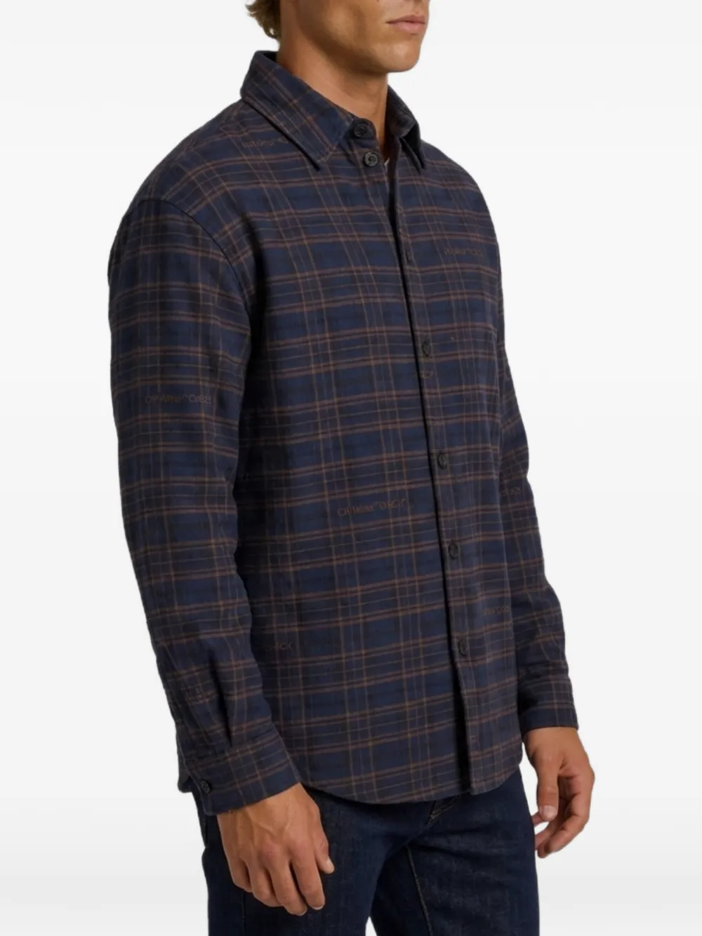 Off-White Geruit gewatteerd shirtjack Blauw