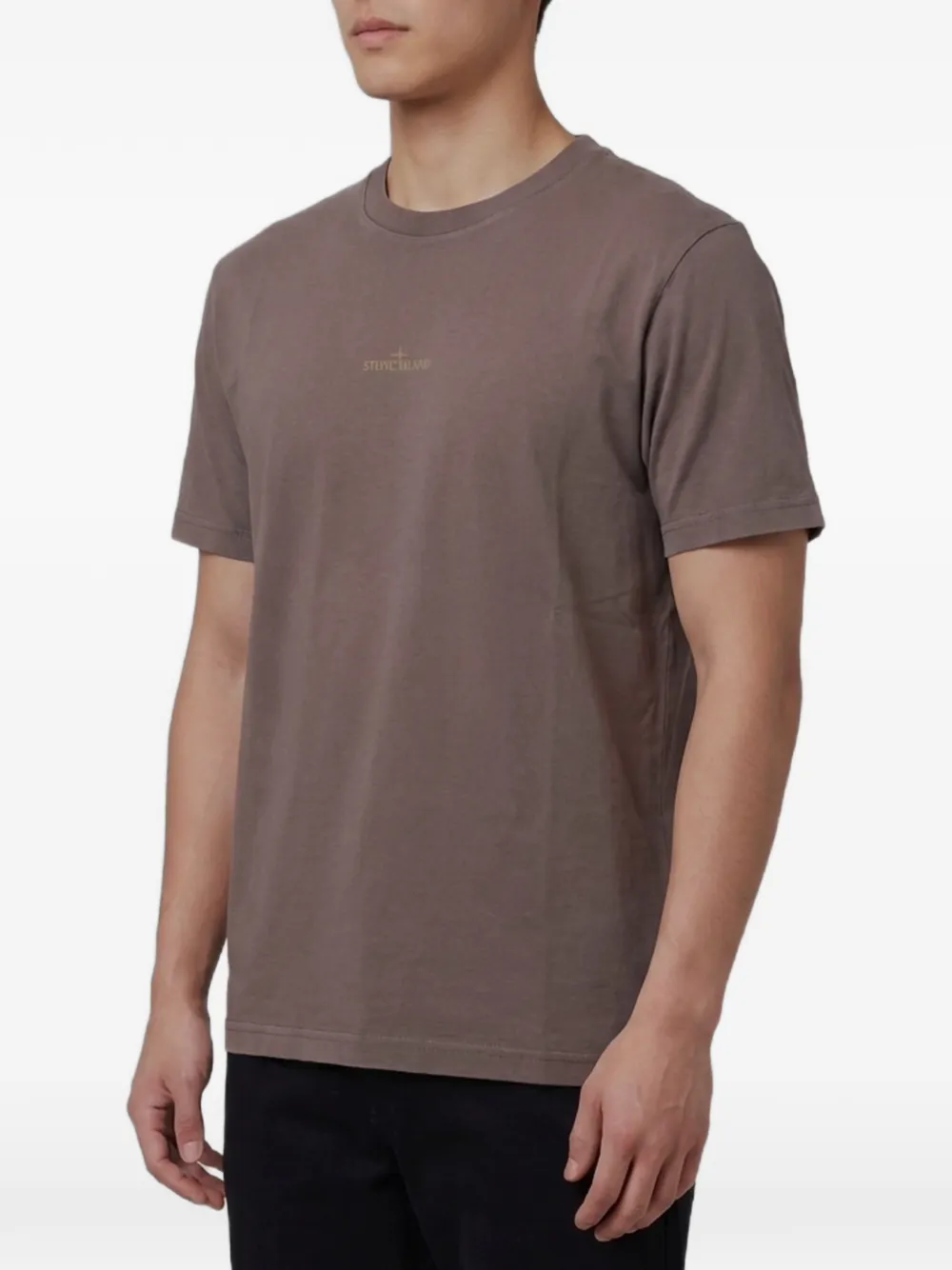 Stone Island T-shirt met logoprint Bruin