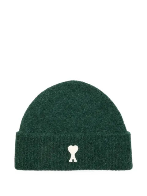 AMI Paris green alpaca beanie with Ami de Coeur