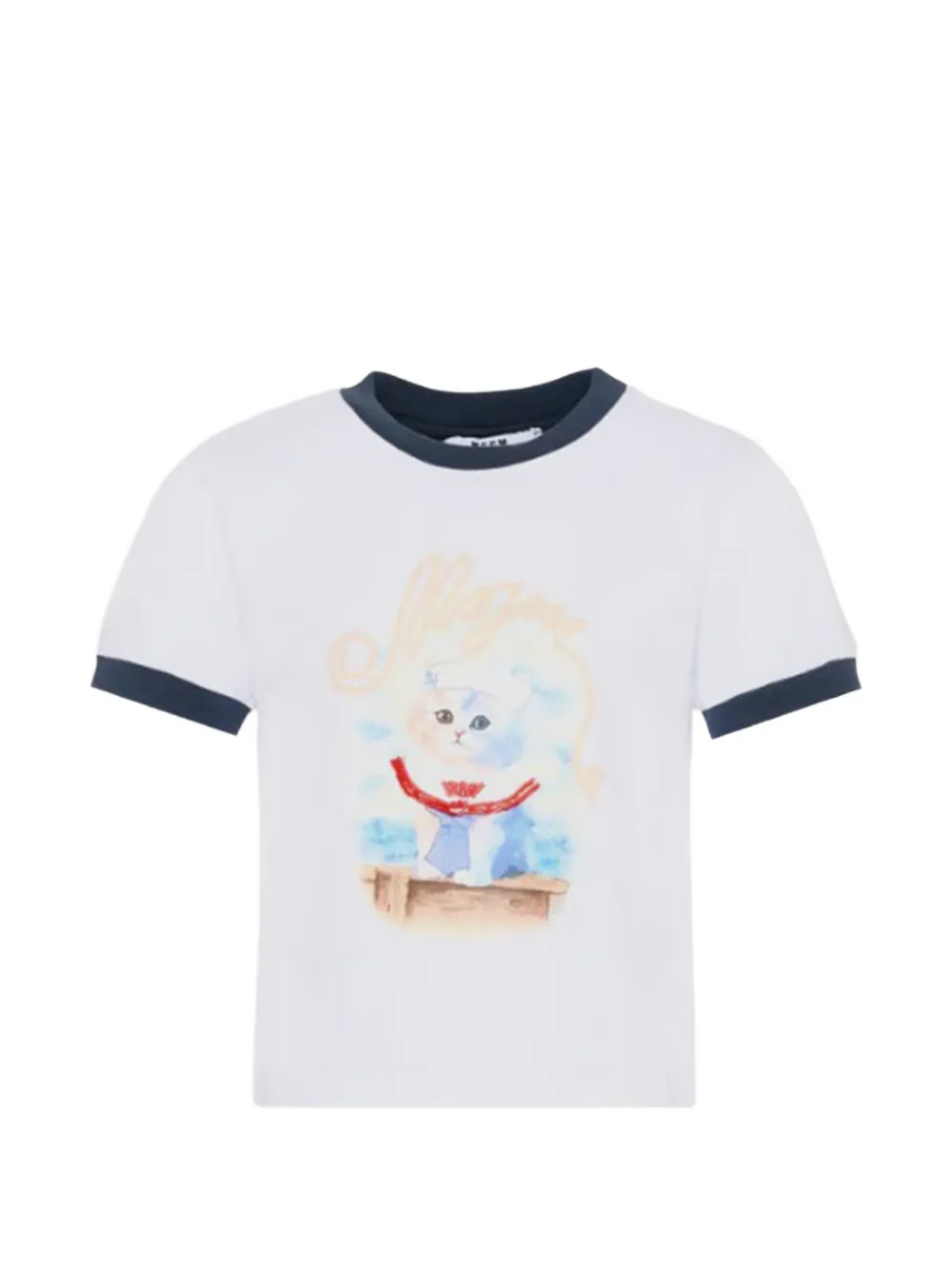 MSGM Kids graphic-print bead-embellished T-shirt - Bianco