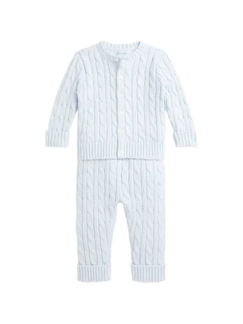 POLO RALPH LAUREN KIDS cable-knit cotton cardigan & trousers set