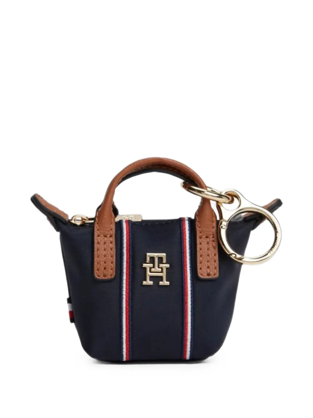 Tommy Hilfiger Popette logo-plaque stripe-detail keyring - Blu