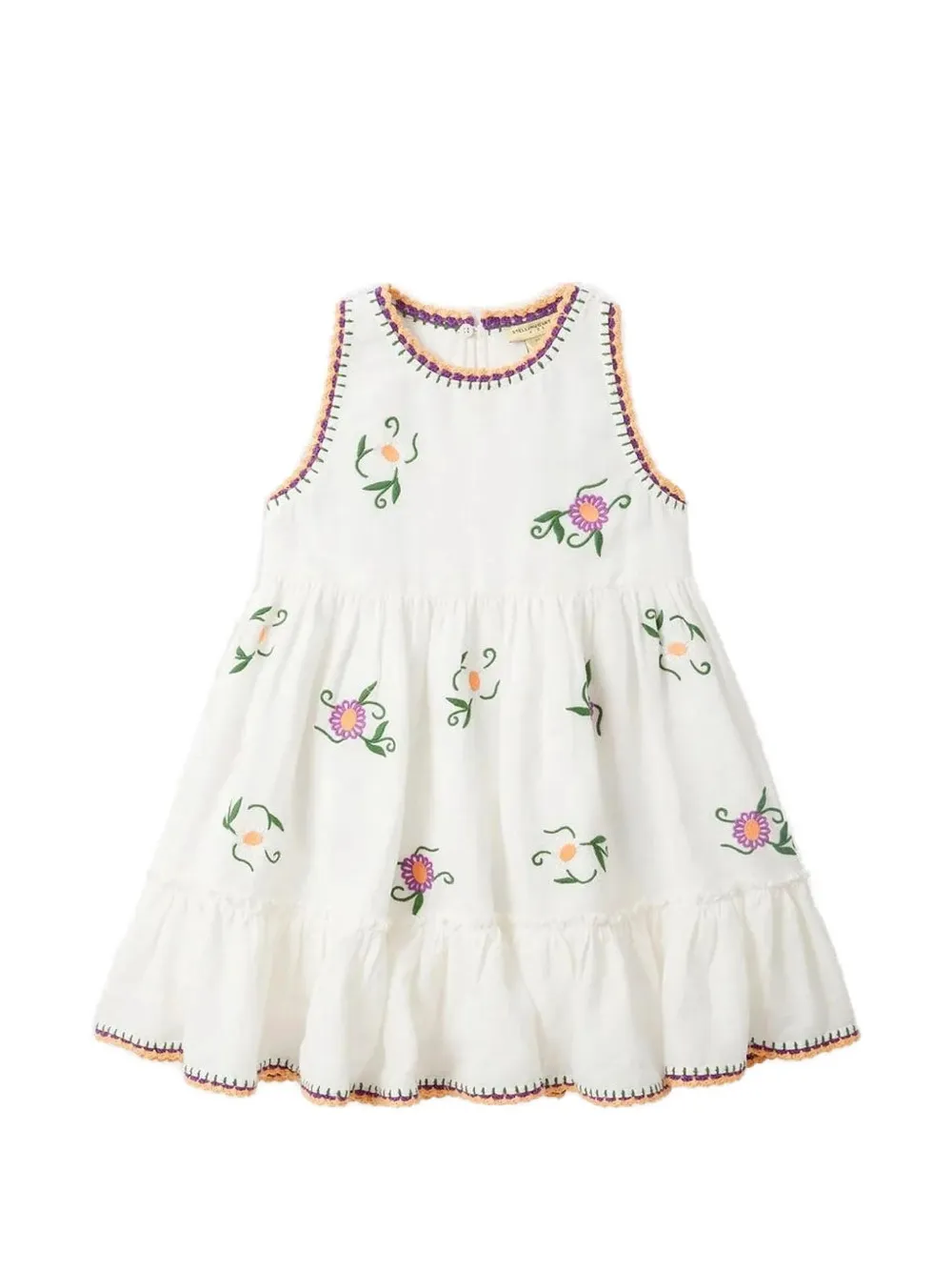 Stella McCartney Kids floral-embroidered ruffled dress - Bianco