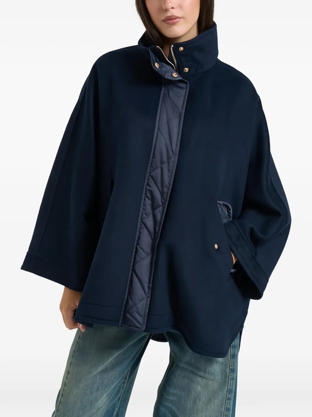 LIU JO quilted-trim funnel-neck coat - Blu