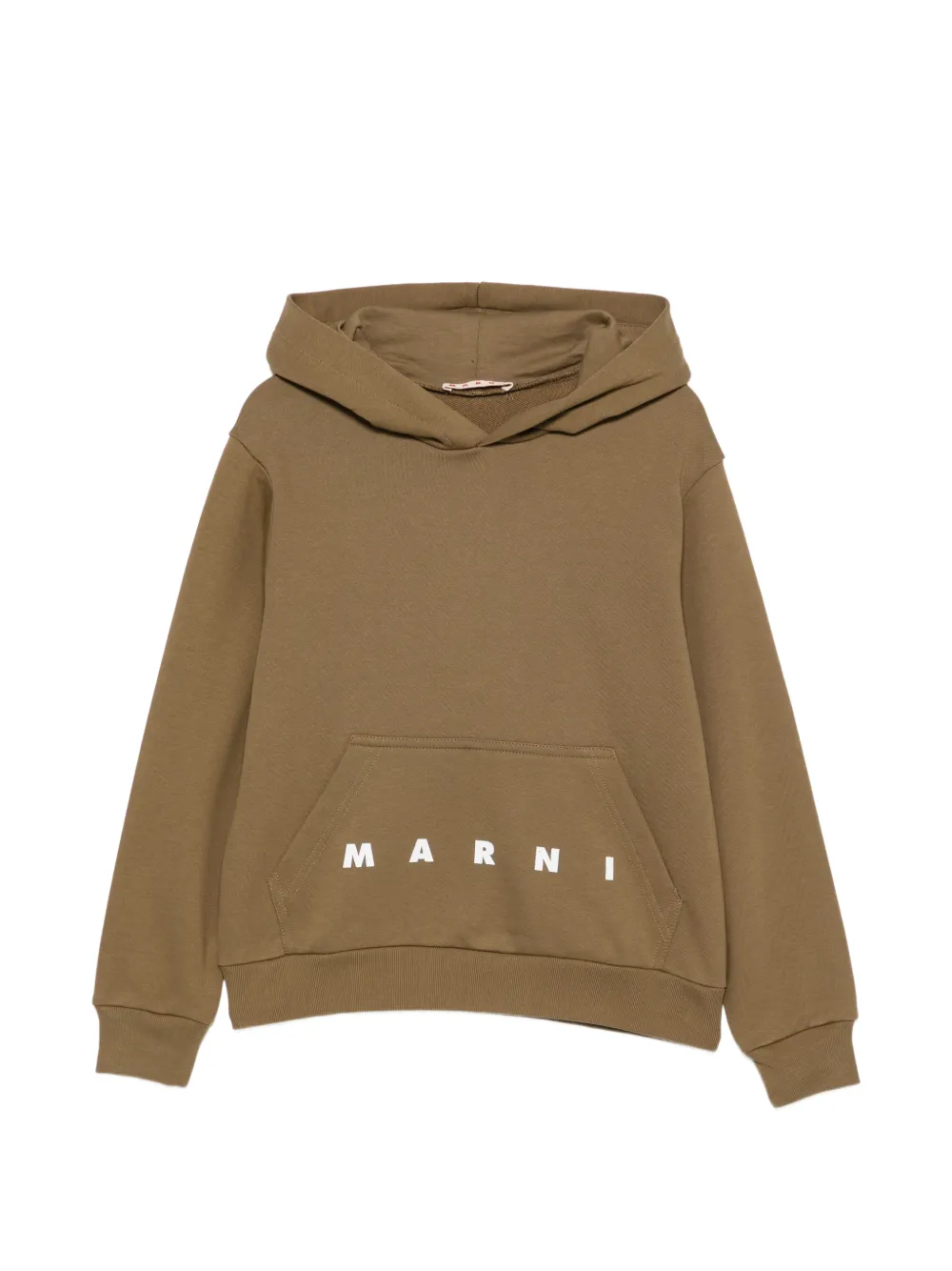 Marni Kids logo-print pouch-pocket hoodie - Braun