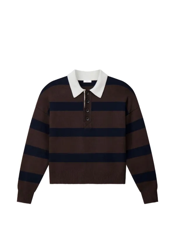 A.L.C. Alexa Striped Polo Top in Brown