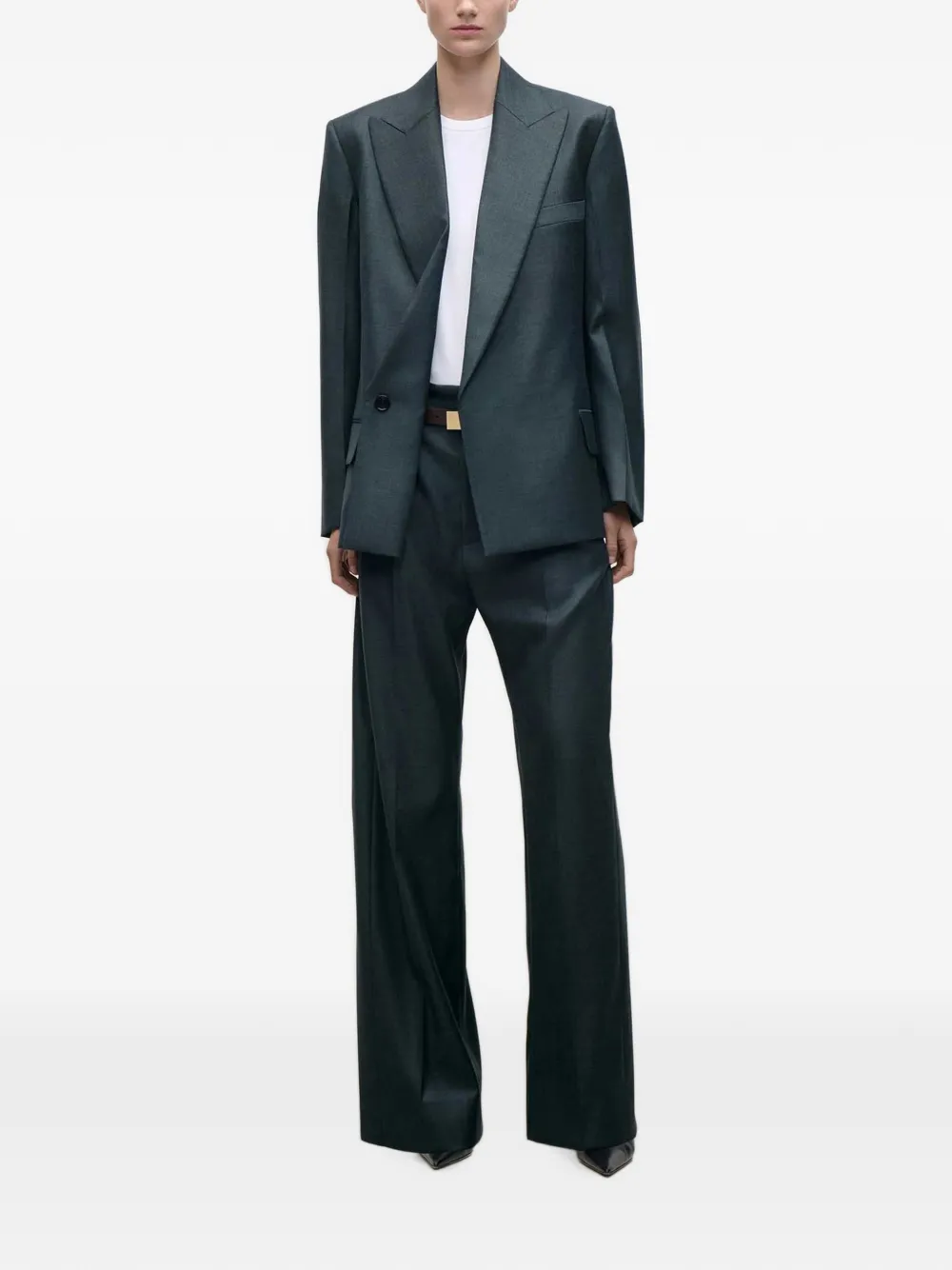 Victoria Beckham Olie peak-lapels double-breasted blazer Groen