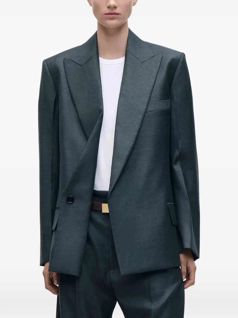 Victoria Beckham Olie peak-lapels double-breasted blazer Groen