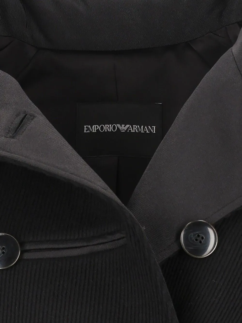 Emporio Armani Jas met ceintuur en dubbele rij knopen Zwart