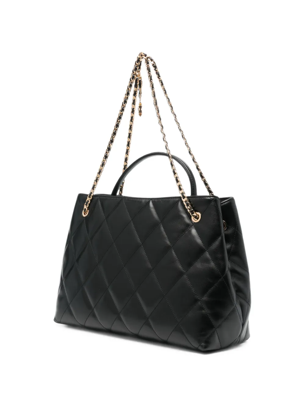 Tory Burch Fleming Carryall gewatteerde leren shopper Zwart