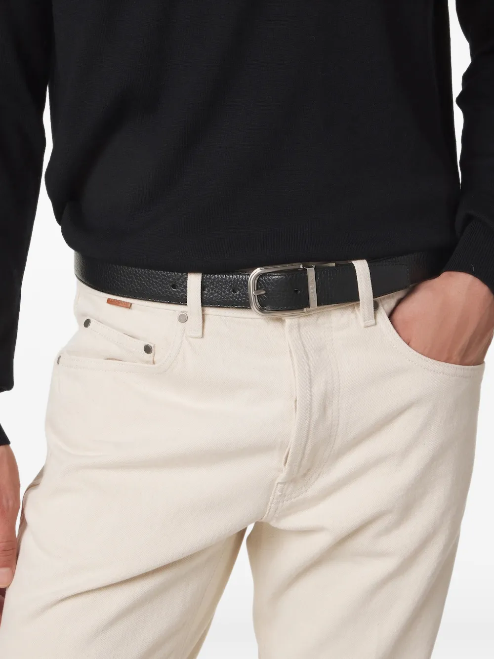 Lardini grained-leather belt Zwart
