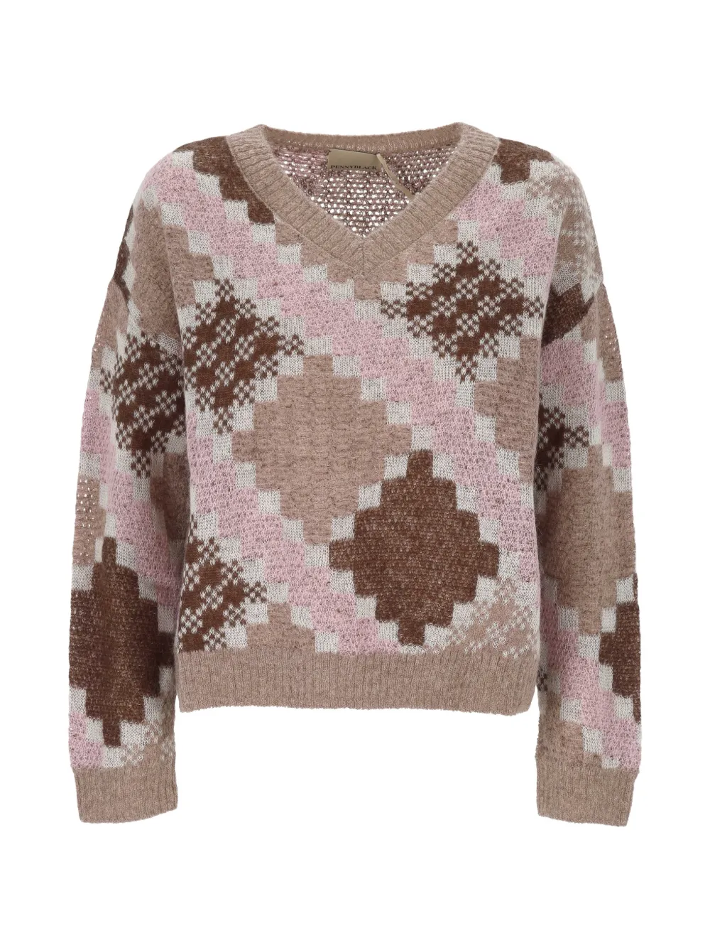 Pennyblack argyle-knit V-neck sweater