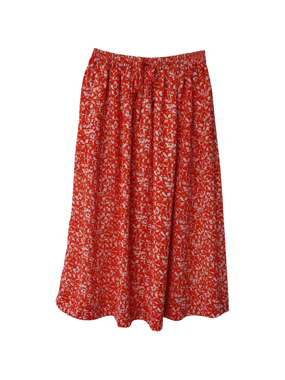 GANNI floral-print silk skirt - Arancione