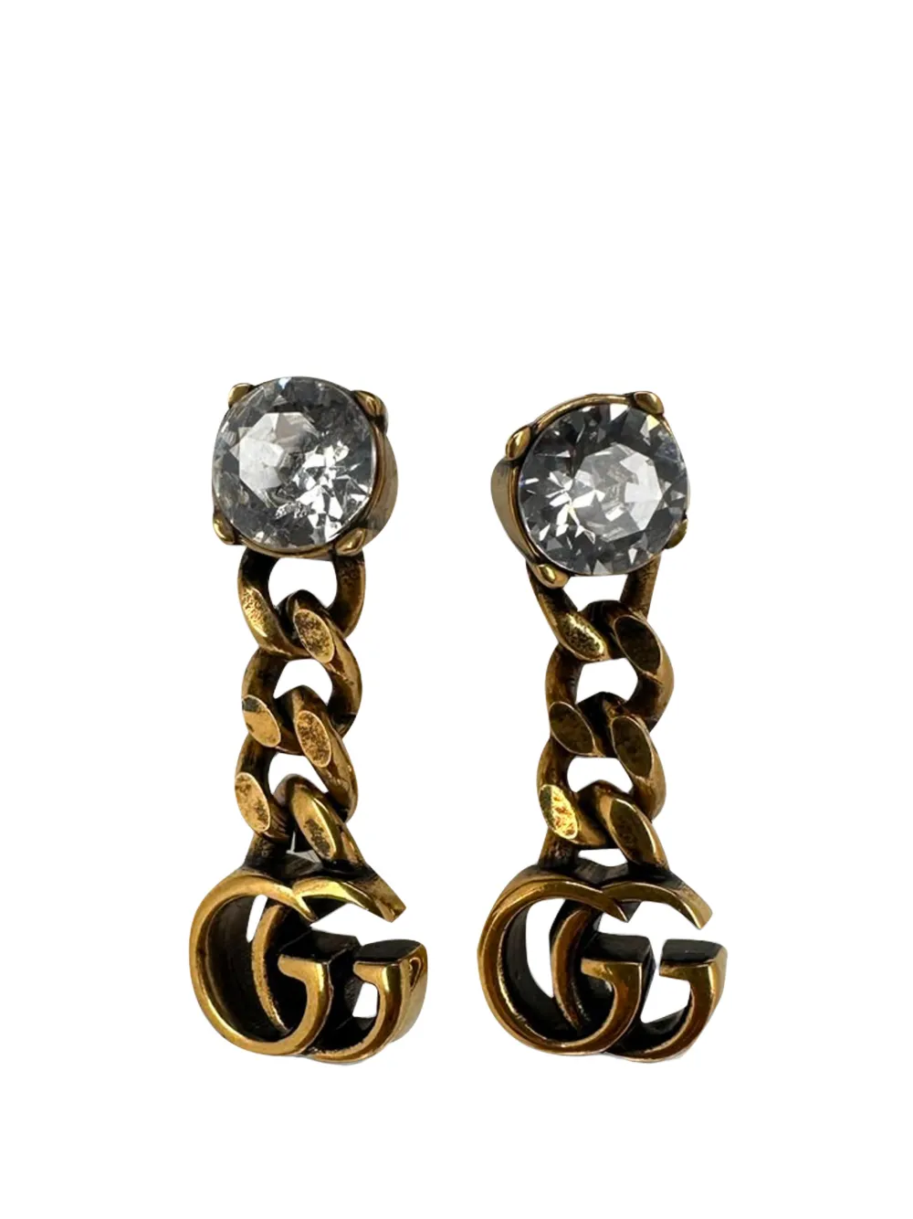 Gucci Pre-Owned boucles d'oreilles pendantes GG serties de cristaux Gucci Pre-Owned boucles d'oreilles pendantes GG serties de cristaux