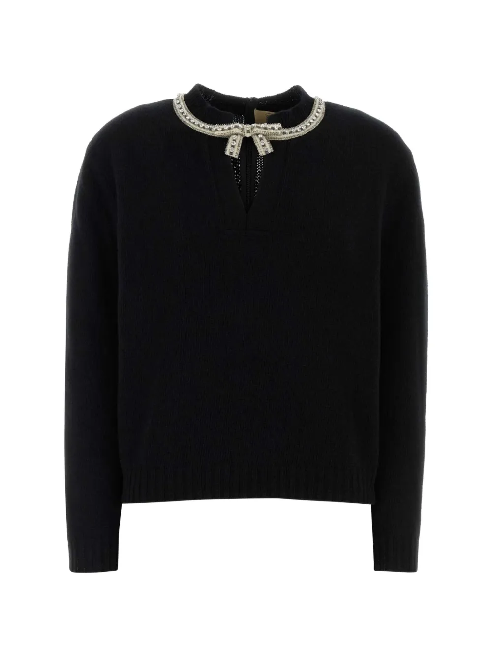 Valentino Embroidered Wool Jumper In Schwarz