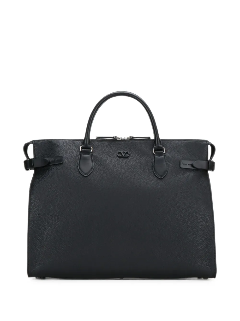 Valentino Garavani VLogo leren shopper met textuur Zwart