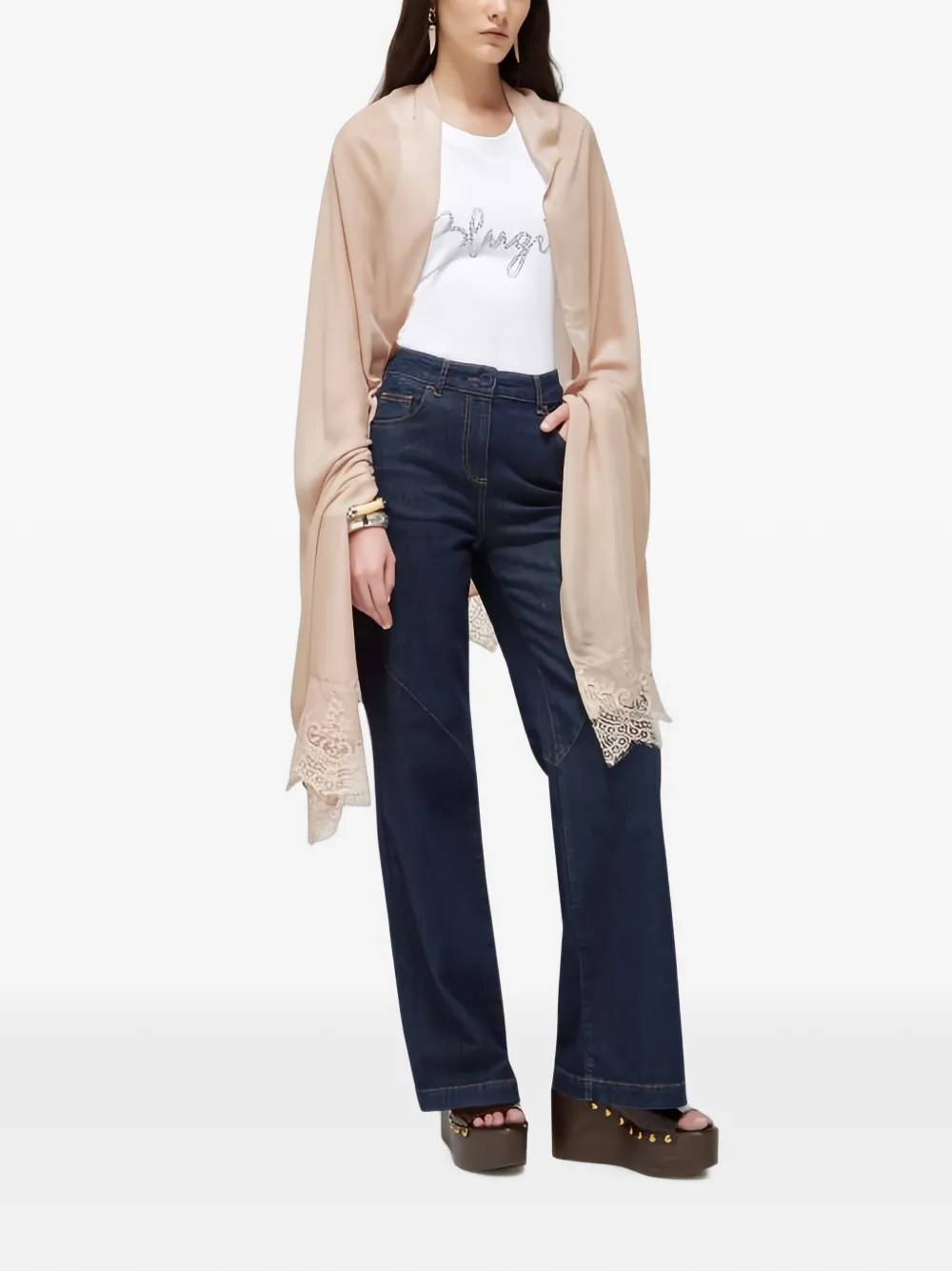Blugirl lace-trim scarf | Neutrals | Image 1