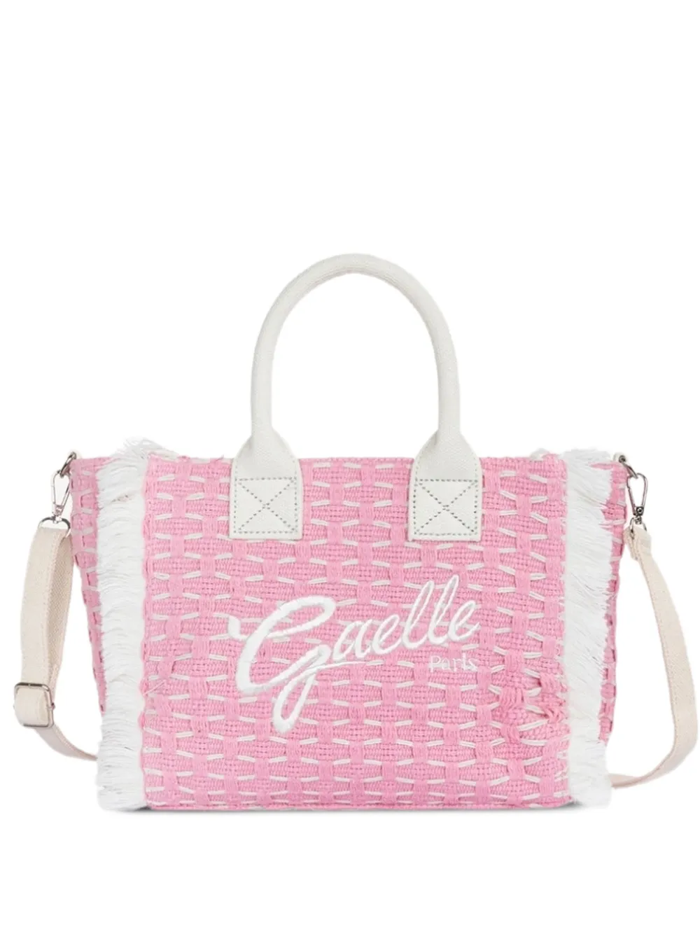 Gaëlle Paris sac à main frangé à logo brodé - Rose