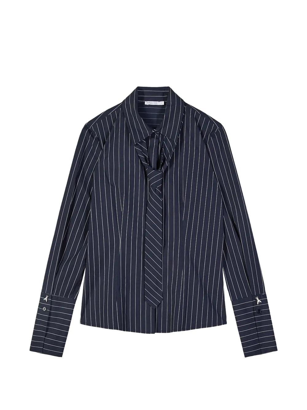 Patrizia Pepe pinstripe-pattern tie-detail shirt · 44