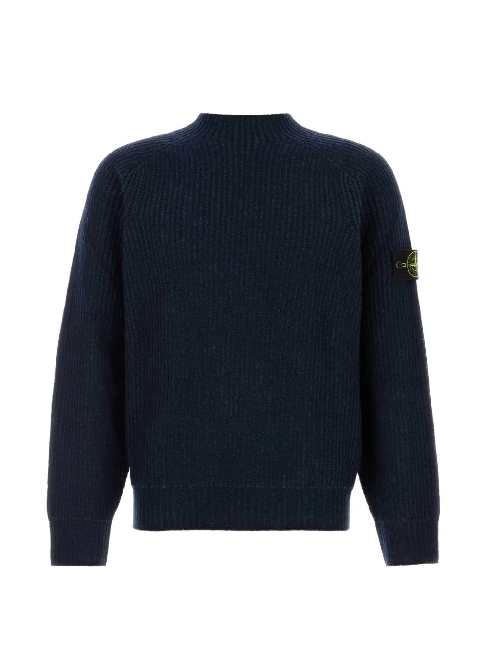 Stone Island Gerippter Pullover mit Logo-Patch | Blau | Image 1
