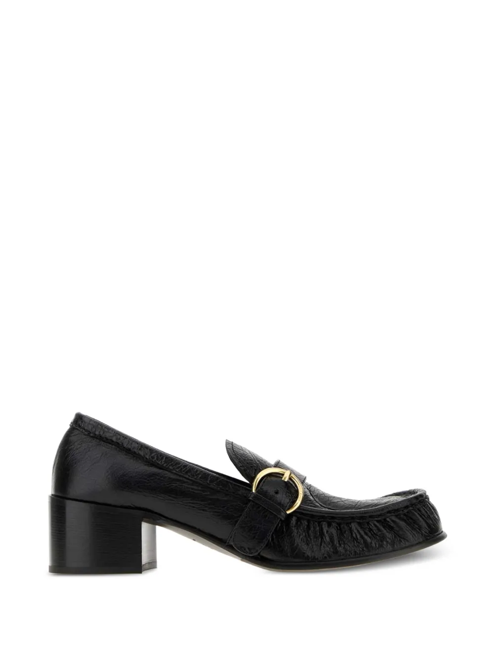 Miu Miu buckle-detail crinkled leather loafers - Nero