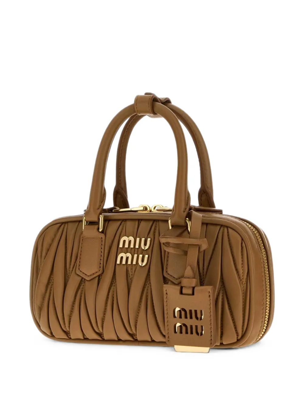 Miu Matelassé leren shopper Bruin
