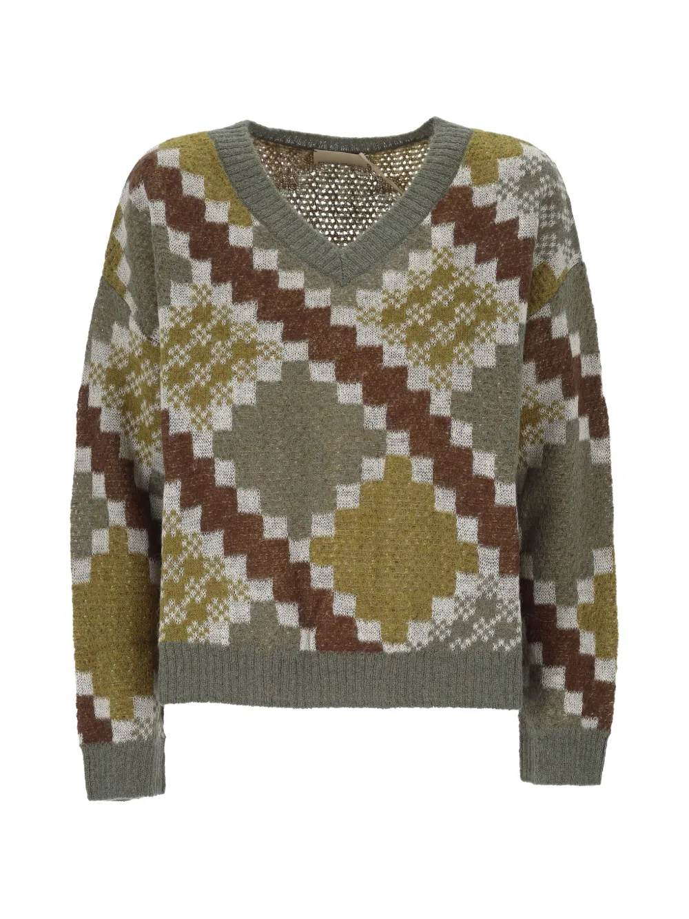 Pennyblack argyle-knit V-neck sweater