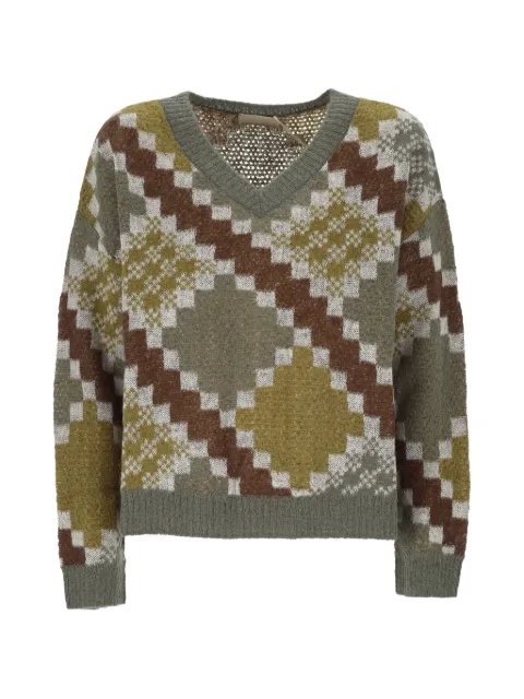 Pennyblack argyle-knit V-neck sweater