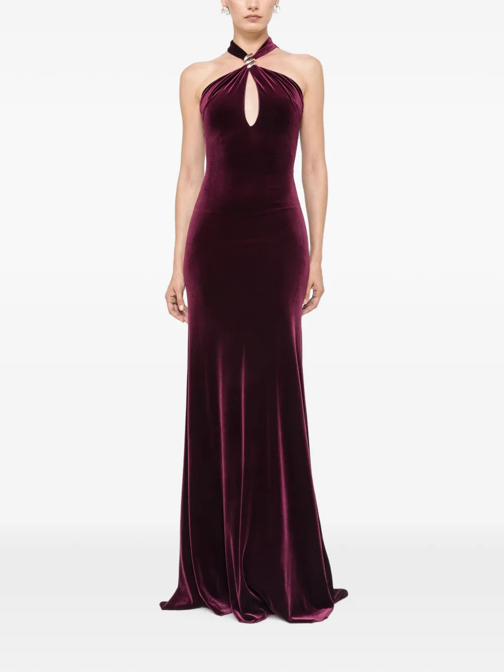 NISSA Fluwelen maxi-jurk met open achterkant Rood