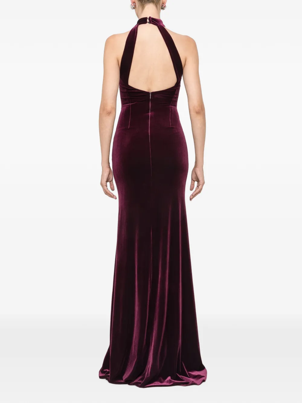 NISSA Fluwelen maxi-jurk met open achterkant Rood