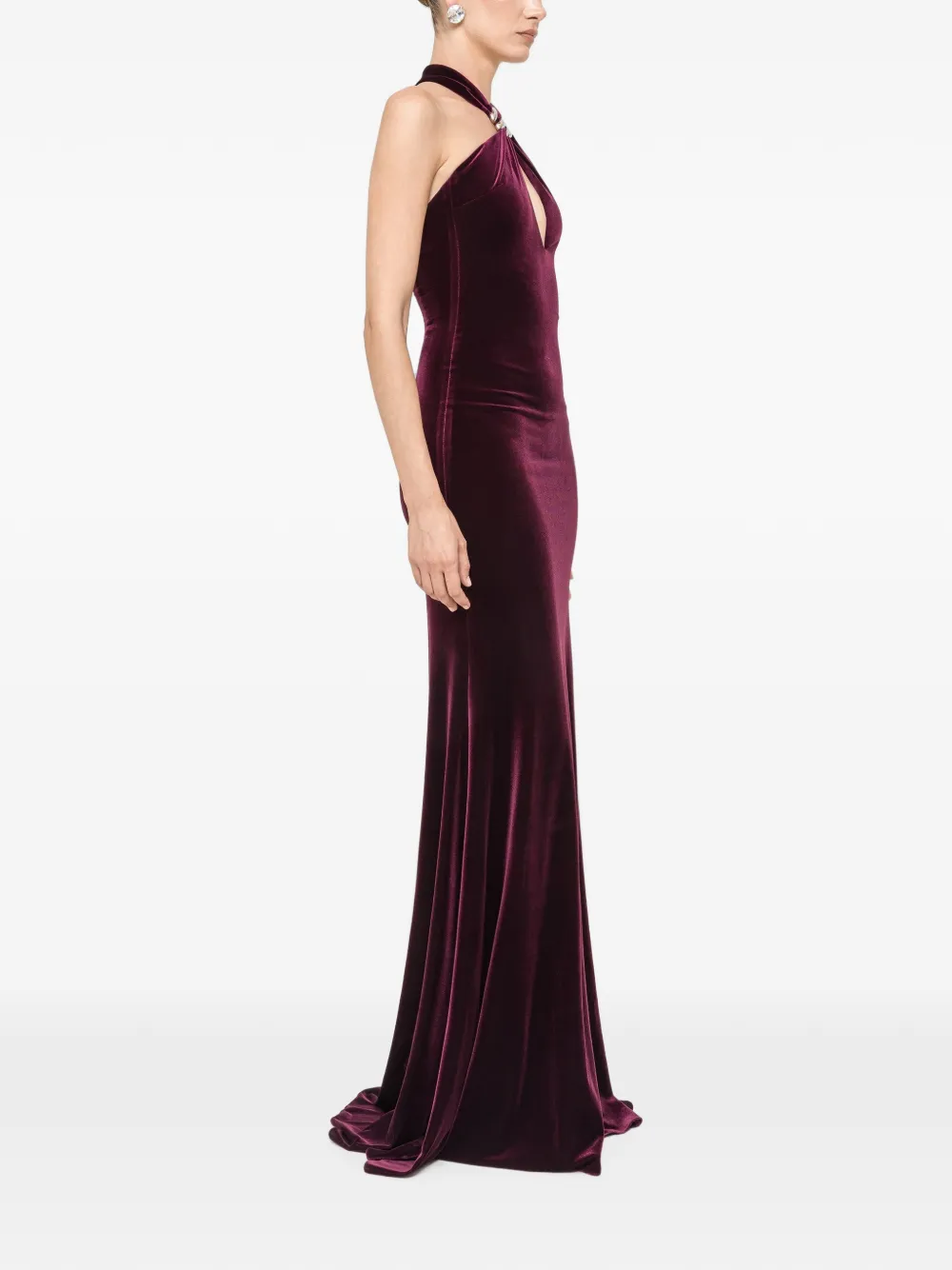 NISSA Fluwelen maxi-jurk met open achterkant Rood