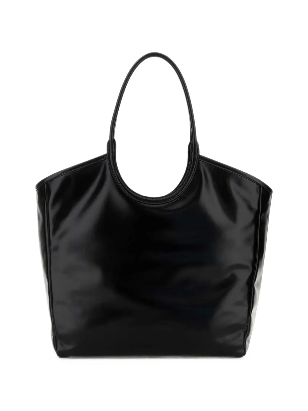 Miu Ivy leren shopper met logo-reliëf Zwart