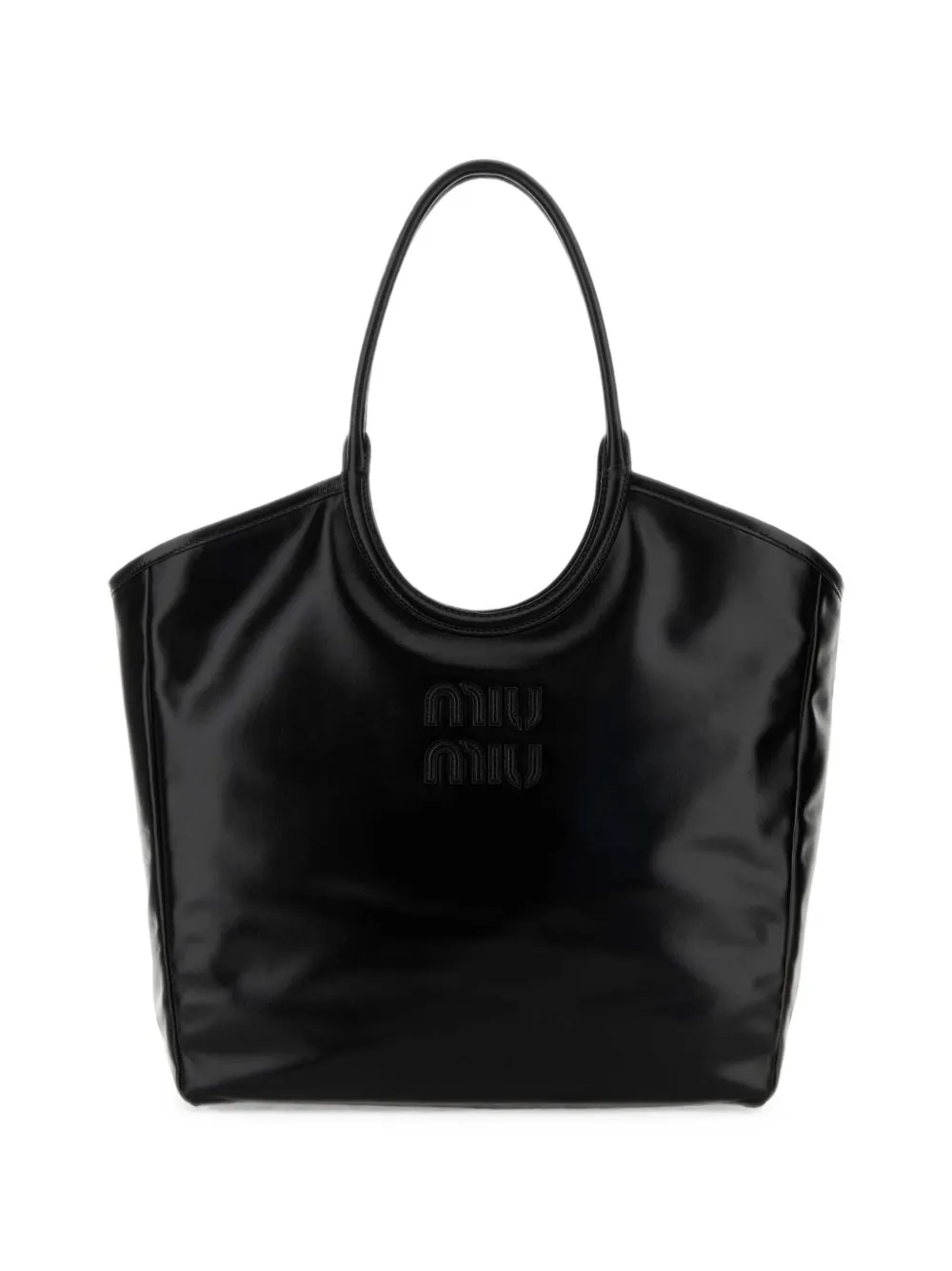 Miu Miu Ivy embossed-logo leather tote bag - Nero