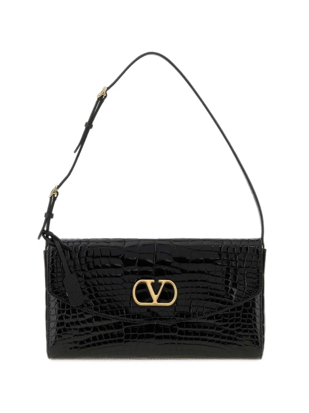 Valentino Garavani small Devain alligator-leather shoulder bag - Nero