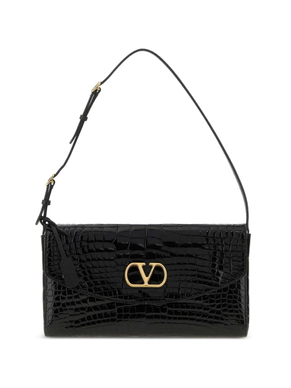 Valentino Garavani Kleine Devain Schultertasche aus Alligatorleder - Schwarz