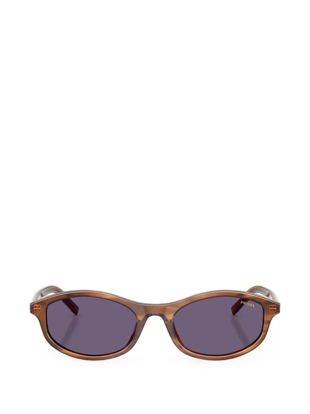 Prada Eyewear Gestreifte Sonnenbrille mit ovalem Gestell - Braun
