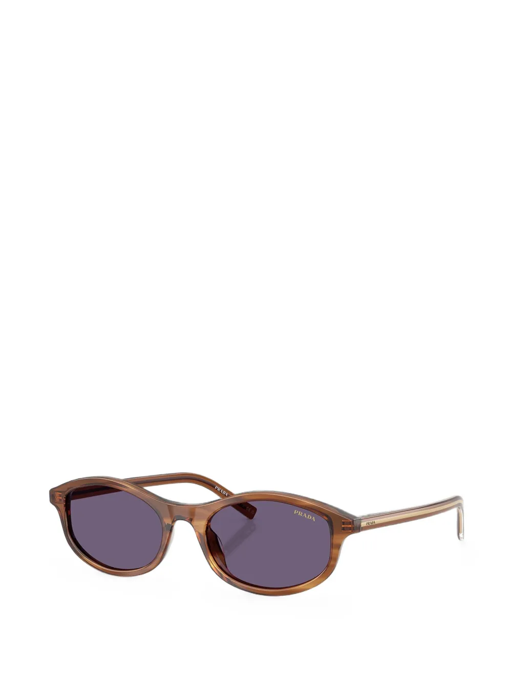 Prada Eyewear Gestreepte zonnebril met ovalen montuur Bruin