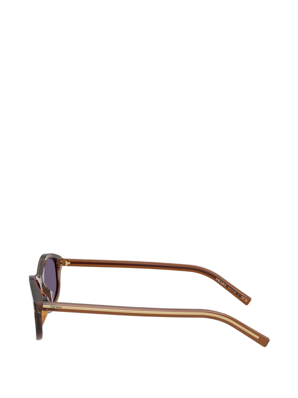 Prada Eyewear Gestreepte zonnebril met ovalen montuur Bruin