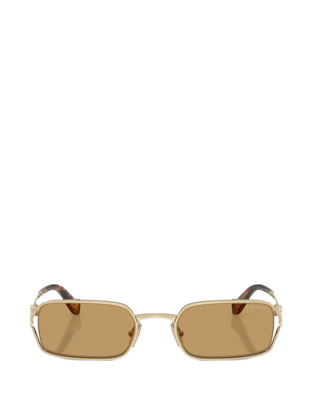Miu Miu Eyewear logo-plaque rectangle-frame sunglasses - Oro