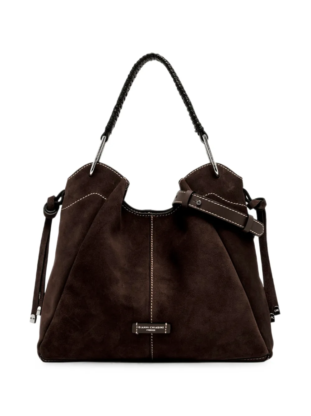 GIANNI CHIARINI Era suede contrast-stitch shoulder bag - Marrone