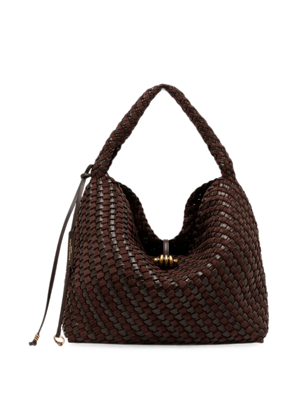 GIANNI CHIARINI Auralie woven leather shoulder bag - Marrone