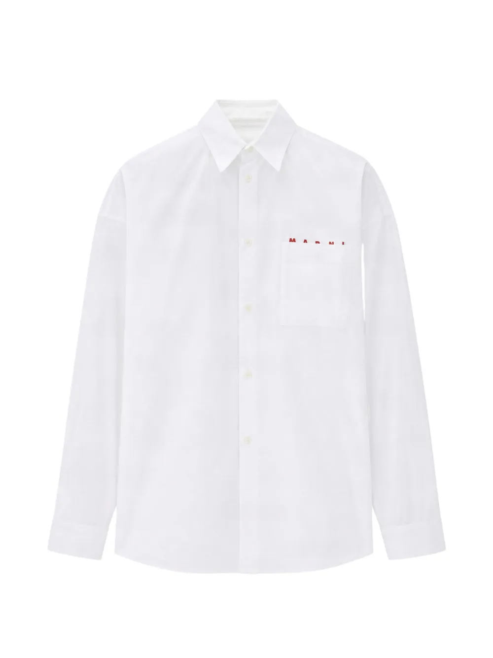 Marni logo-embroidered chest-pocket shirt - Bianco