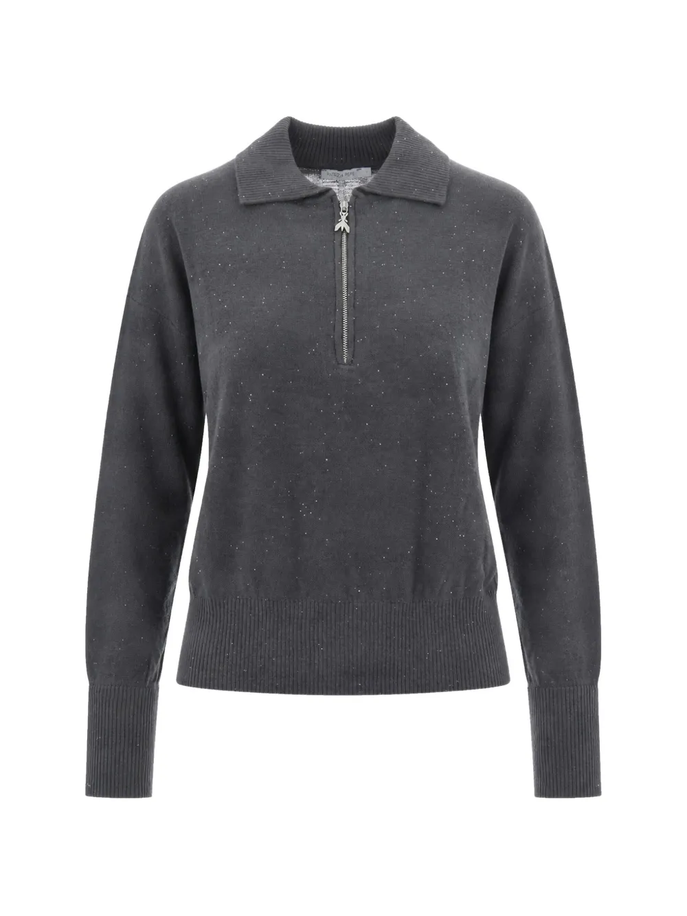 Patrizia Pepe sequin-embellished quarter-zip sweater polo top