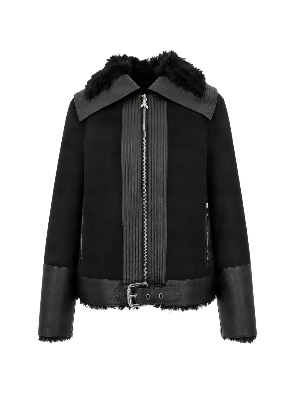 Patrizia Pepe belted faux-shearling jacket