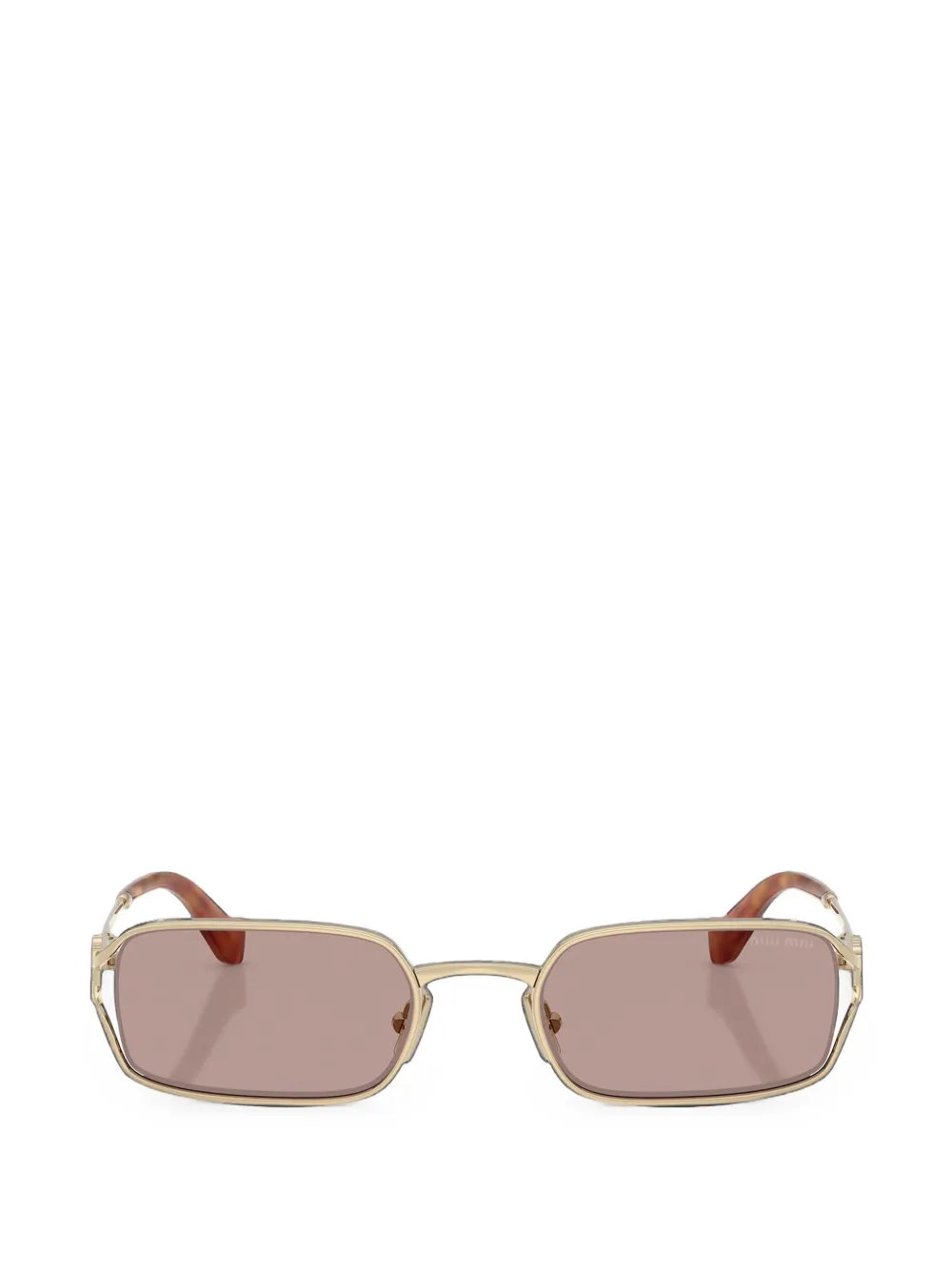 Miu Miu Eyewear logo-plaque rectangle-frame sunglasses - Oro