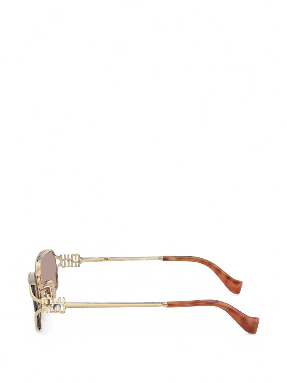 Miu Eyewear Zonnebril met rechthoekig montuur Goud